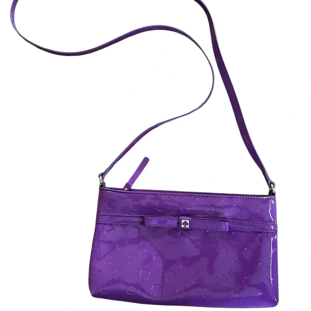 Kate Spade Purple Patent Crossbody Bag Small Bow Detail
